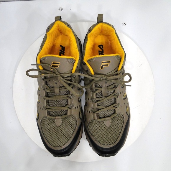 Fila Men Trail Hiking Shoes Olive Tan Yellow Low Top Sneakers 1SH40083-246 Sz 13